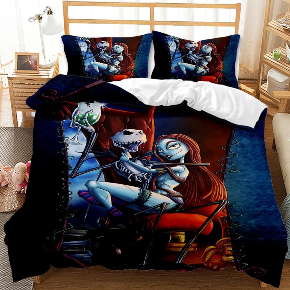 Personalized Nightmare Before Christmas Bedding Set 3 Piece Cartoon Duvet Cover Sets